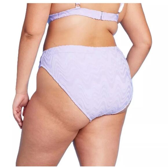 Wild Fable Lavender Wavy Textured Terry Mid-Rise Bikini Bottom Women’s 1X 17-18 - Picture 2 of 5